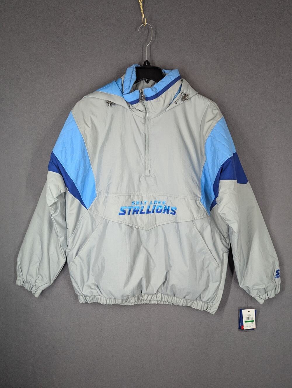 AAF Football Salt Lake Stallions Starter Hooded Half Zip Pullover Jacket Large